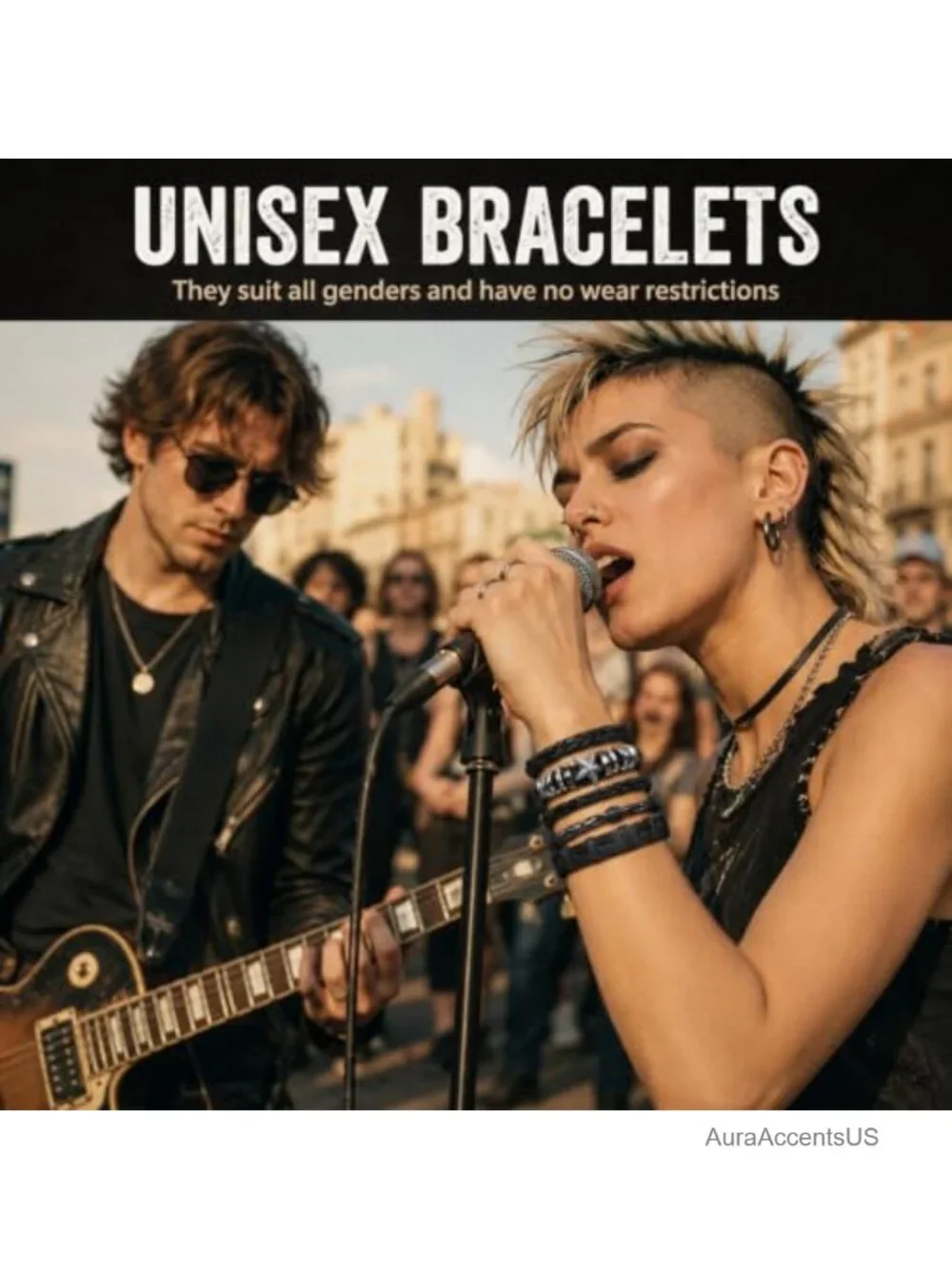 Punk Studded Bracelet Set Black Gothic Leather Cuff Bracelets Accessories